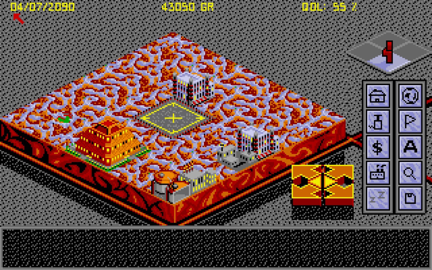 The Signal on the Atari ST: first buildings rising on pale crystal-veined ground